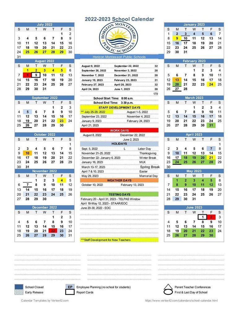 2022 2023 HMPS School Calendar HM I McAllen