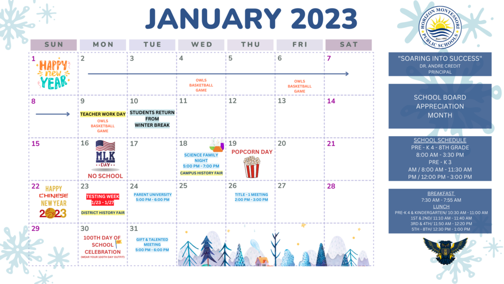January 2023 - Calendar of Events