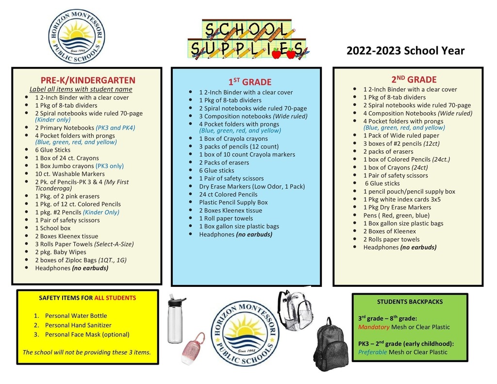 2022 - 2023 School Supply List