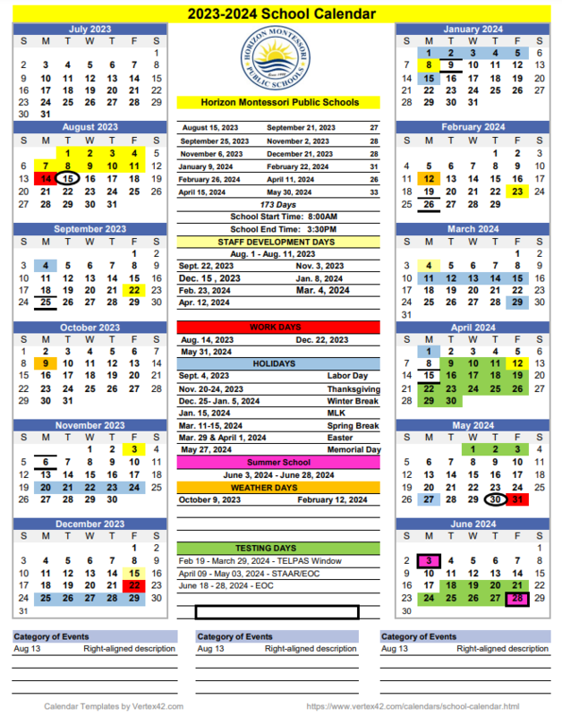 2023 2024 HMPS School Calendar HM I McAllen STEM Academy